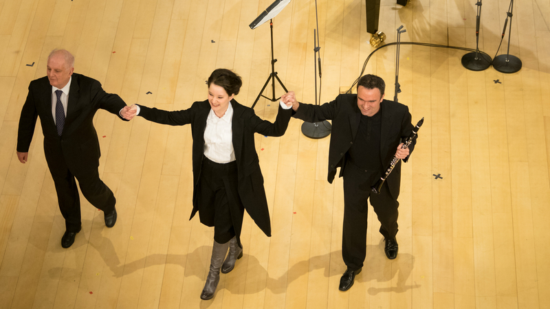 Daniel Barenboim, Anna Prohaska and Jörg Widmann at the Pierre Boulez Saal | Copyright: © Peter Adamik